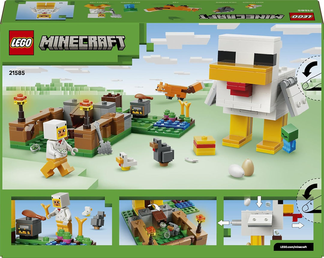 LEGO Minecraft Hühnerfarm - Spielzeug zum Bauen mit Hühner Fan Minifigur, Baby Zombie und Fuchs Figu