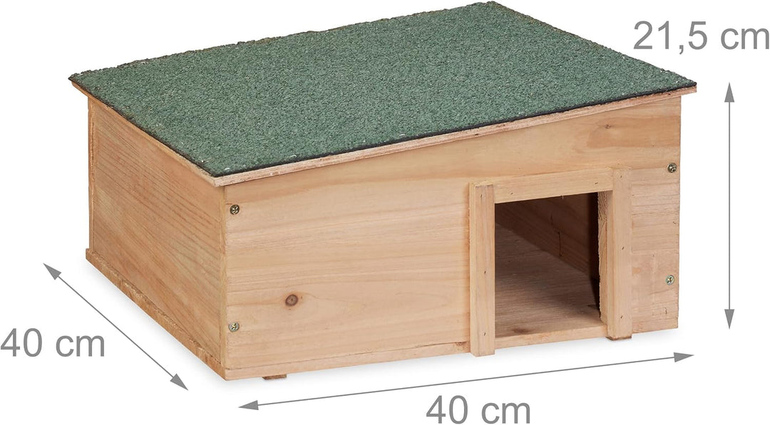 Relaxdays Igelhaus, Holz, Igelhotel mit Boden, 2 Kammern, Winterquartier für Igel, Garten, HBT: 21,5