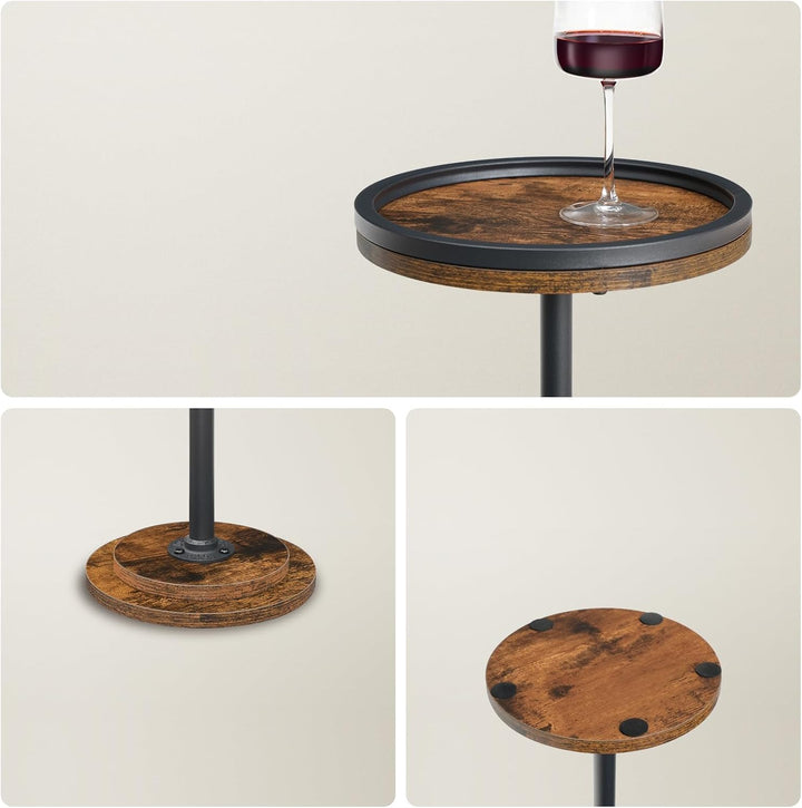 HOOBRO Runder Beistelltisch, Cocktailtisch, Bistrotisch für kleine Räume, Wohnzimmer, Schlafzimmer,