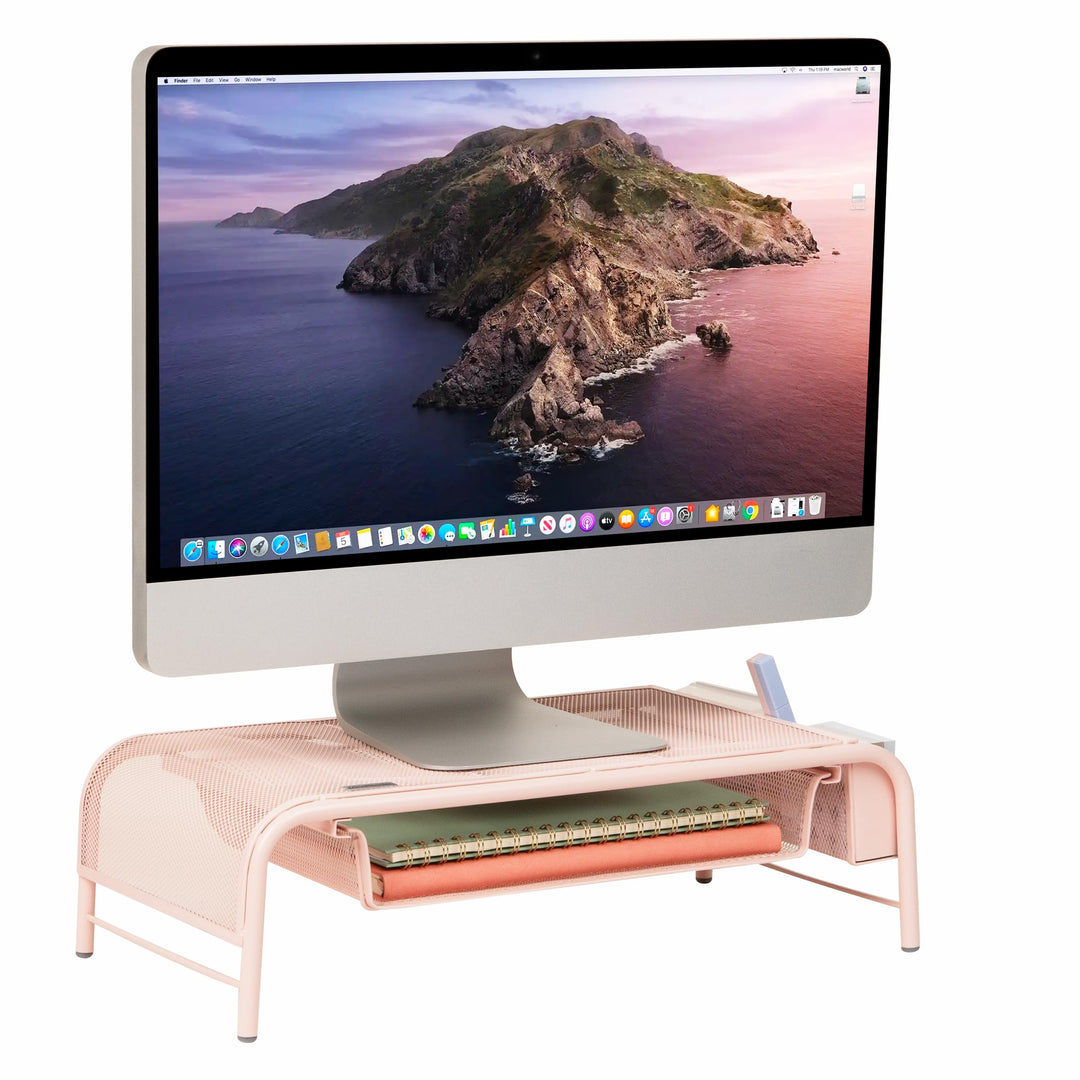Mind Reader Network Collection, Monitor Stand, 33lb. Capacity, 3-Compartment Storage, 1 Paper Tray a