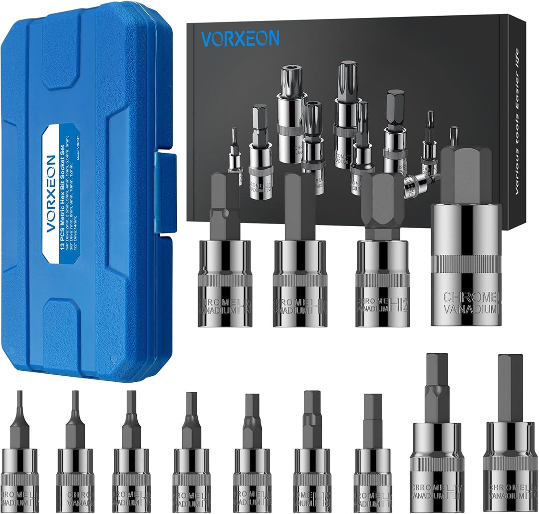 VORXEON Sechskant Steckschlüssel Set 13pcs steckschluesselsatz Metric 2-14mm Mechaniker Werkzeug Sec
