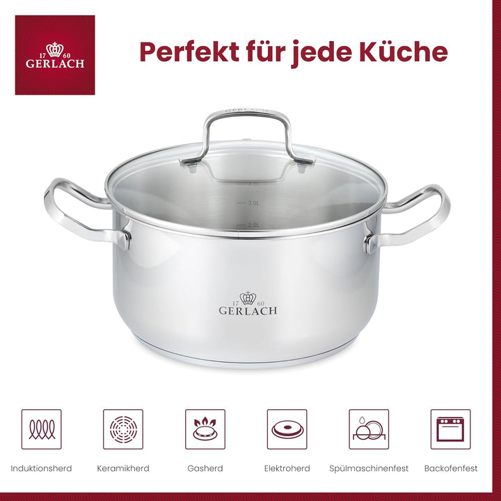 Gerlach Simple Topf aus Edelstahl Kochtopf Induktion Induktiontopf Kochgeschirr Induktionsgeeignet 4