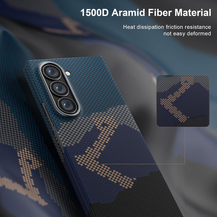 memumi Magnetische Carbon Hülle für Galaxy Z Fold 7, mit Schutzfolie, echter Aramidfaser, Ultradünn,