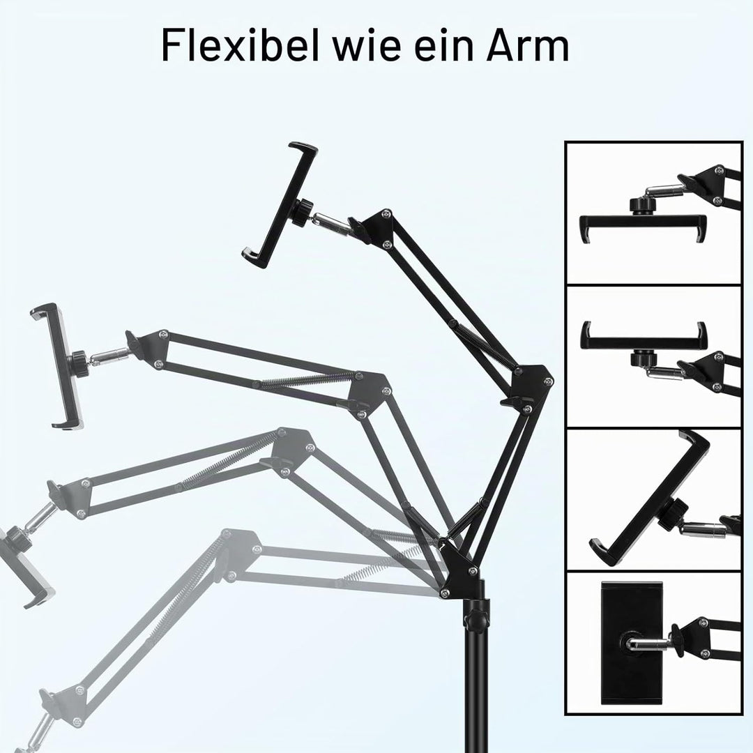 Tablet-Bodenständer, verstellbar, universal, um 360 Grad drehbar, Metall-Tablet-Halterung, Handy-Stä