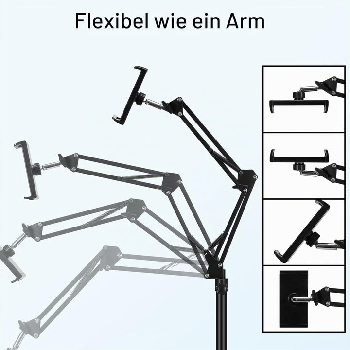 Tablet-Bodenständer, verstellbar, universal, um 360 Grad drehbar, Metall-Tablet-Halterung, Handy-Stä