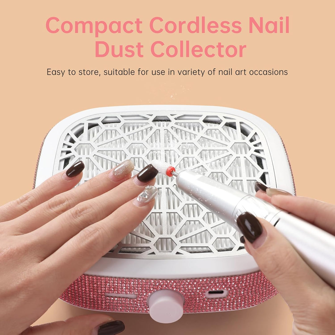 Nagelstaubabsauger Akku 6000RPM Staubabsaugung für Nägel Kompakter Pink-strass, Pink-strass