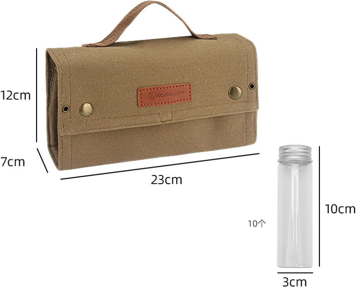 Gewürzgläser Set mit 10 Gewürzgläser, Gewürzdosen für Camping, Tragbare Gewürztasche, Gewürz-Aufbewa