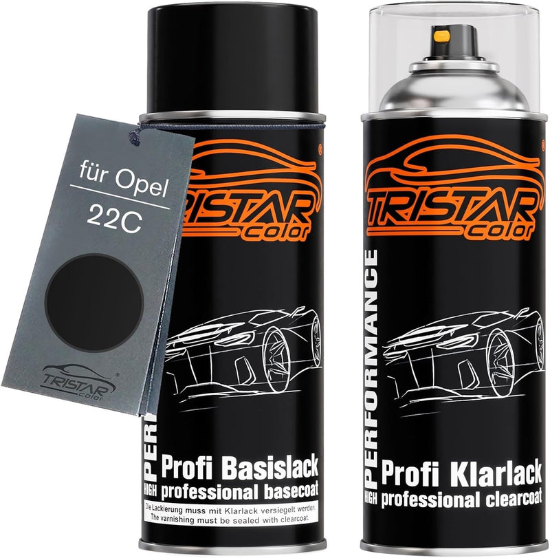 TRISTARcolor Autolack Spraydosen Set für Opel 22C Graphitschwarz Metallic/Carbon Flash Metallic Basi