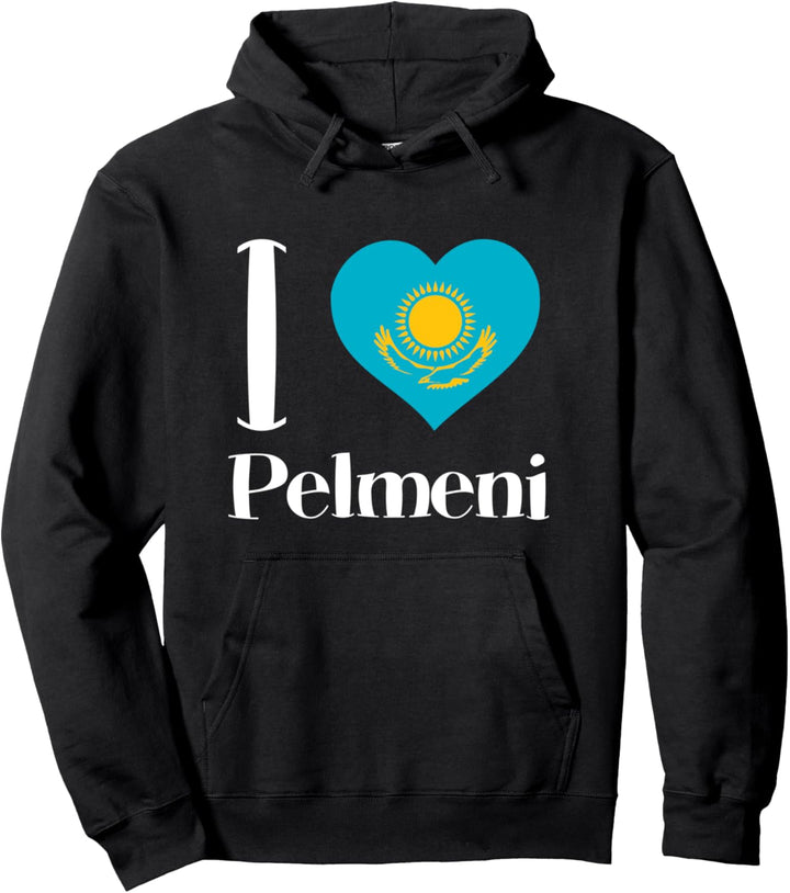 I Love Pelmeni mit Kasachstan Flagge Russisches Essen Russia Pullover Hoodie