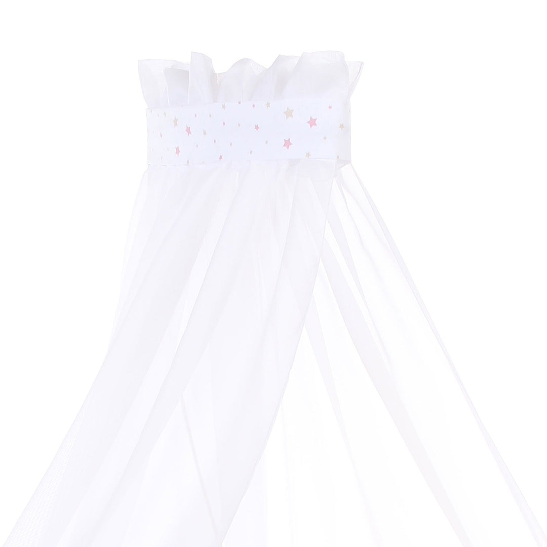 babybay Himmel Piqué mit Band passend für alle Modelle bis 96 cm Länge, weiss Sternemix Sand/Beere,