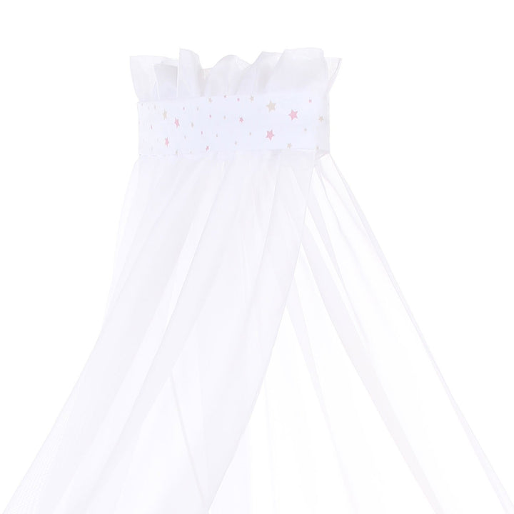 babybay Himmel Piqué mit Band passend für alle Modelle bis 96 cm Länge, weiss Sternemix Sand/Beere,