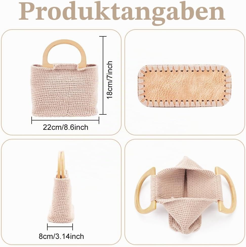 FREEBLOSS Komplettes Häkelset, Häkeltaschen Starter Set Mit Schritt Für Schritt Anleitung, Häkeltasc