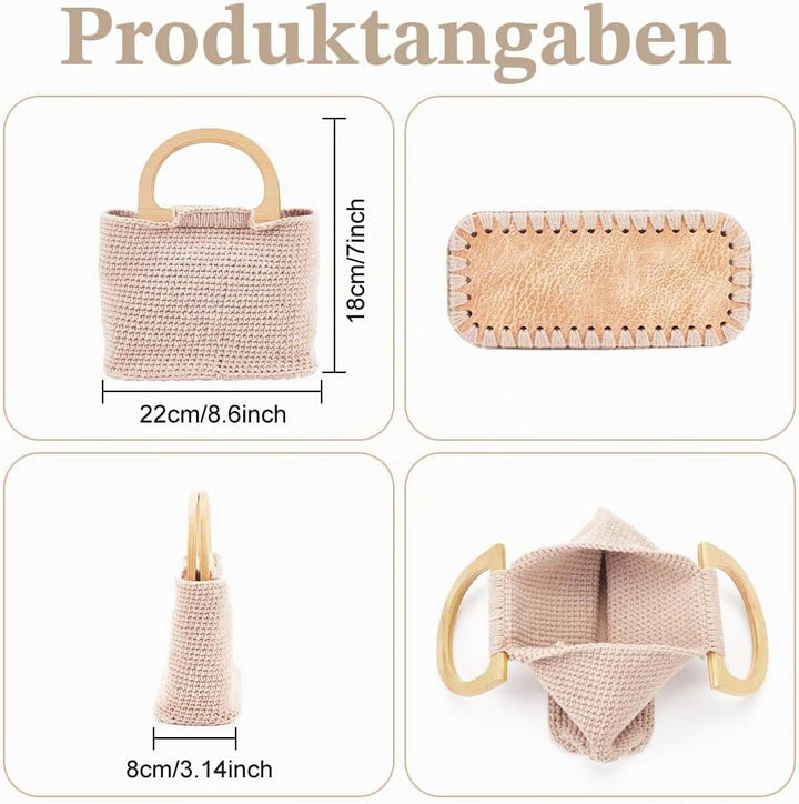 FREEBLOSS Komplettes Häkelset, Häkeltaschen Starter Set Mit Schritt Für Schritt Anleitung, Häkeltasc