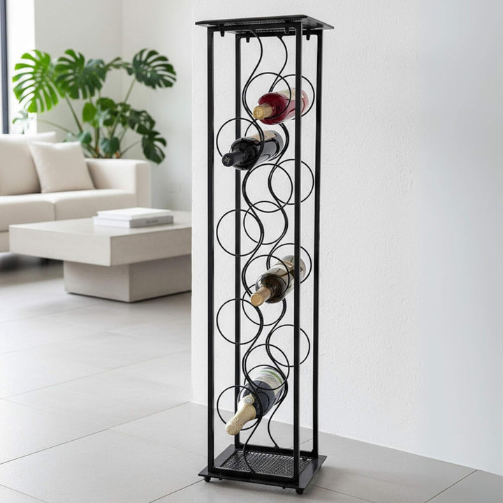 DanDiBo Weinregal Metall Schwarz Stehend Flaschenregal 100 cm Oktave Modern Wine Rack Weinständer We