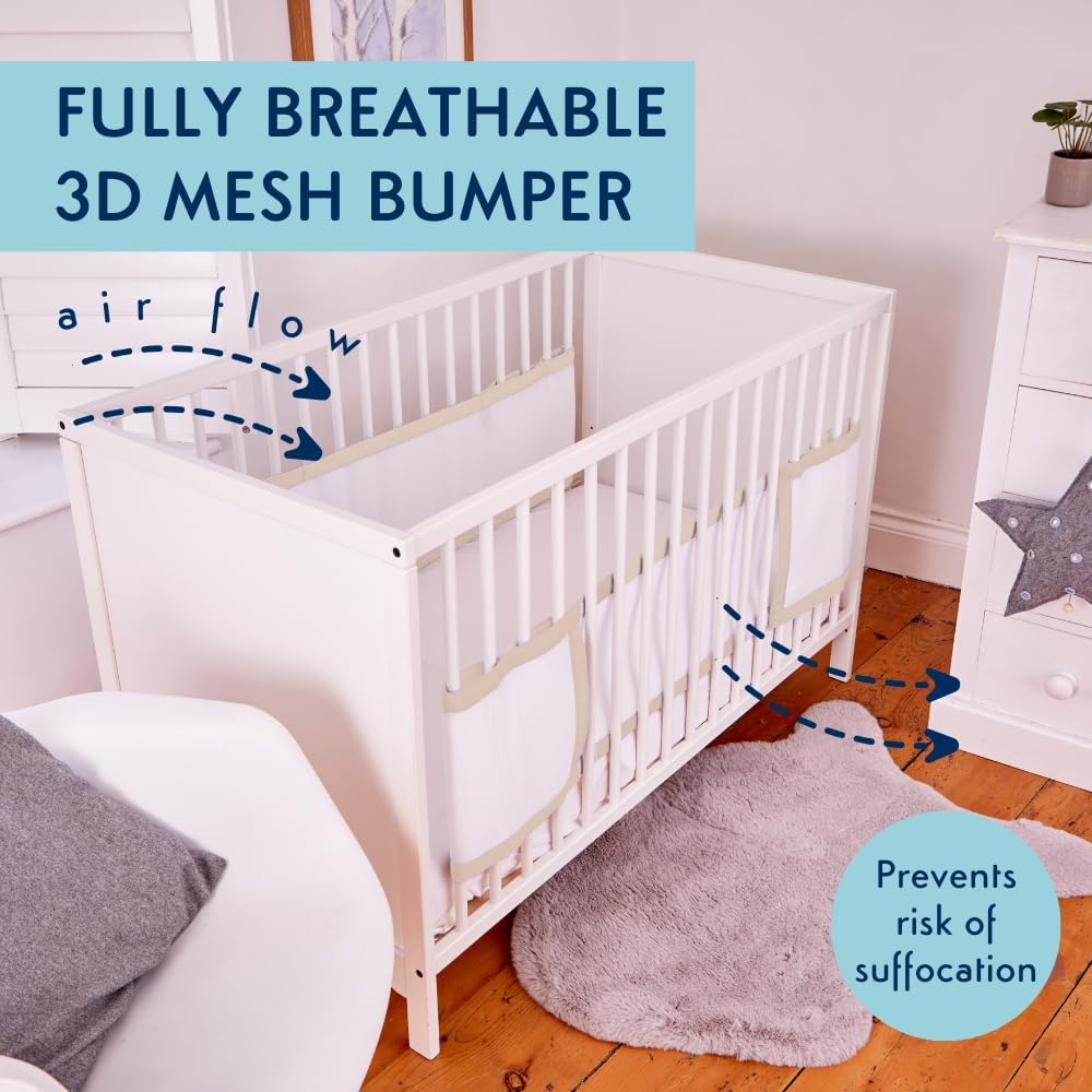 PurFlo Atmungsaktive Bettumrandung (2 Stück), sichere Alternative zu traditionellen Babybetten, masc