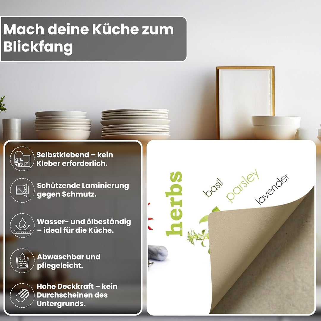 Küchenrückwand Folie selbstklebend GEWÜRZ | Klebefolie - Dekofolie - Spritzschutz für Küche | Made i