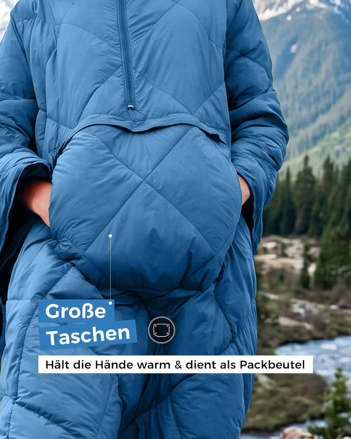 ATEPA Camping Decke Poncho, Ultraleicht Blau, Blau