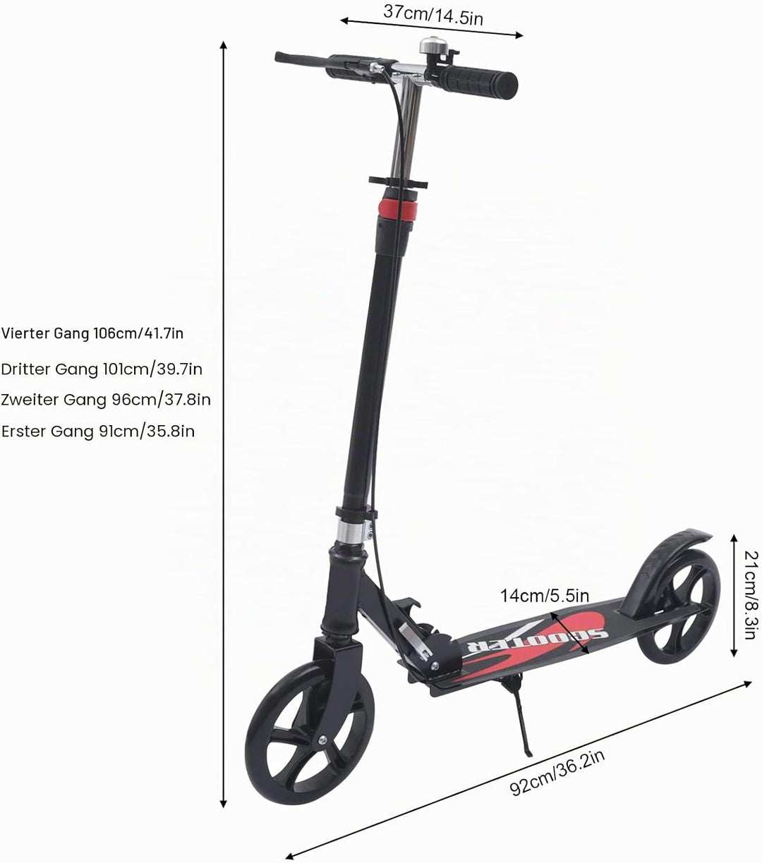 Tretroller Klappbar,City Scooter Roller fur Erwachsene Kinder Höhenverstellbar mit breiter &Dicker P