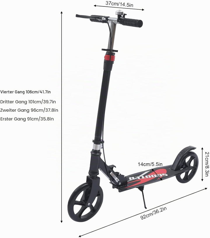 Tretroller Klappbar,City Scooter Roller fur Erwachsene Kinder Höhenverstellbar mit breiter &Dicker P