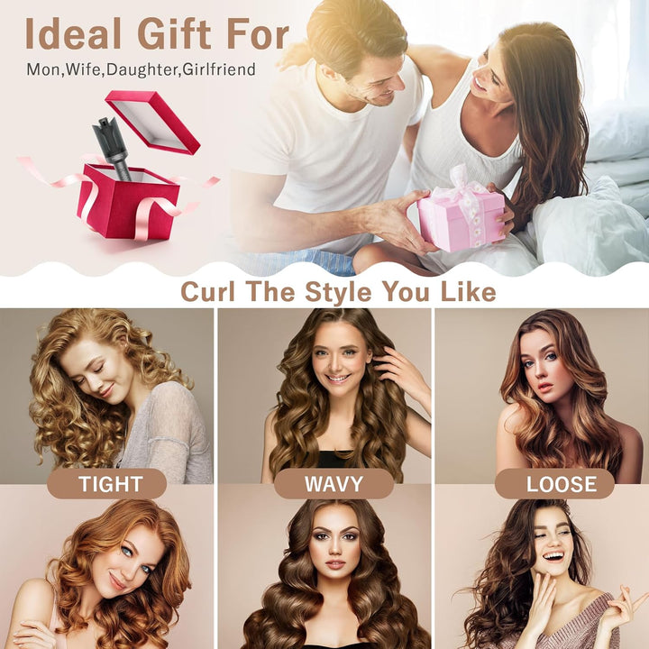 Pretfy Lockenstab Automatisch,Lockenstab Grosse Locken,Automatischer Lockenstab mit 4 Einstellbare T