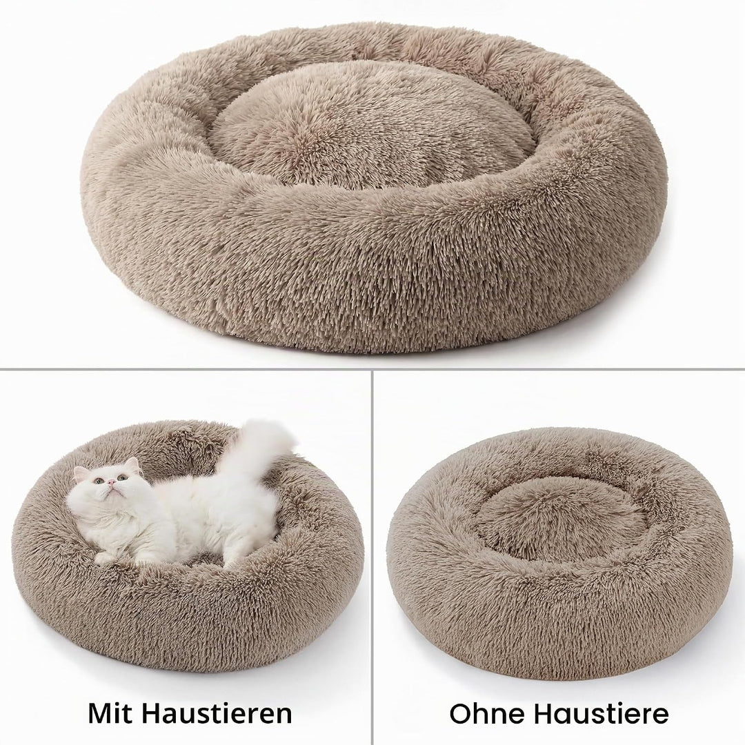 BEDSURE Katzenbett waschbar Flauschiges Katzenbett - Ø 60 cm Katzenschlafplatz für Katzen und kleine