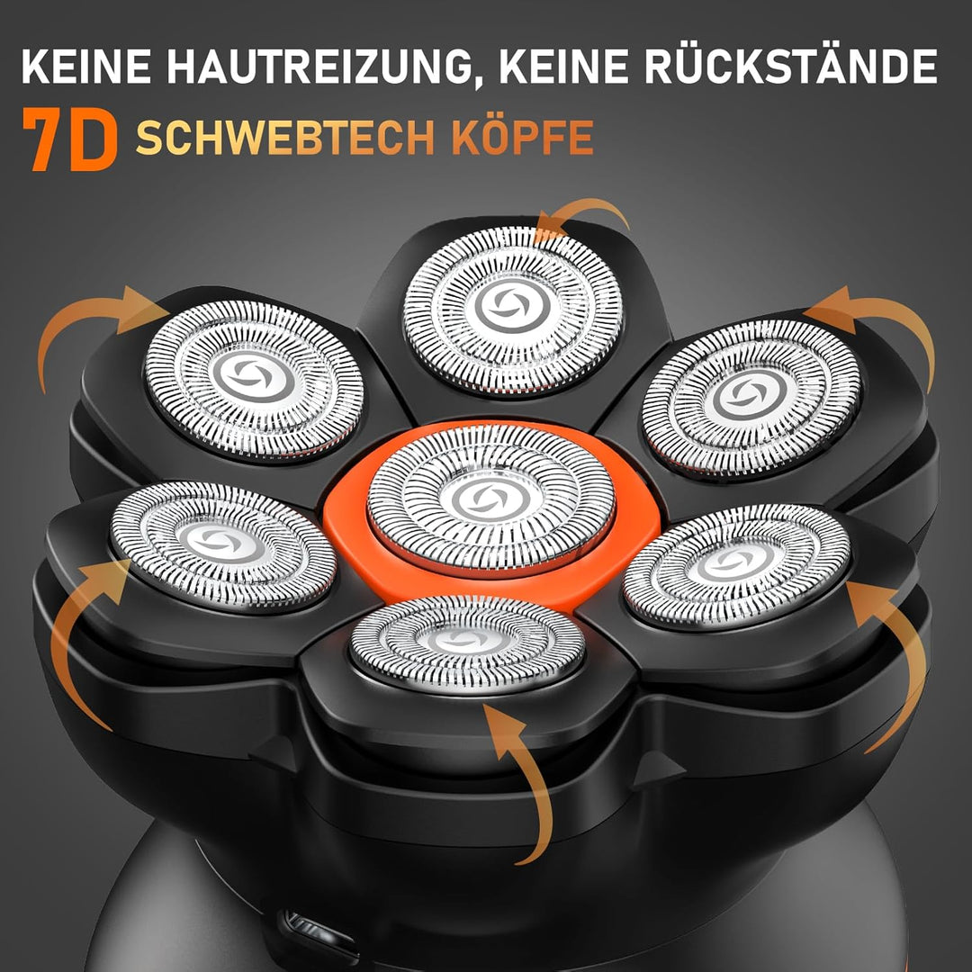 Maxgroom Glatzen Rasierer Herren, 7D Flexibler Glatzenrasierer, Wasserdichter Kopfrasierer Glatze mi