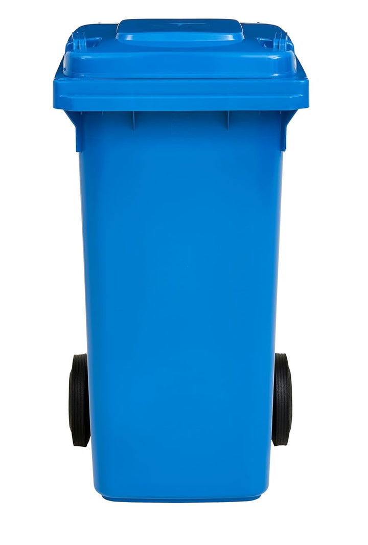 Mülltonne 120 L Blau | Abfallbehälter für Papier und Karton | Blaue Tonne mit Rädern | Mülltonne mit
