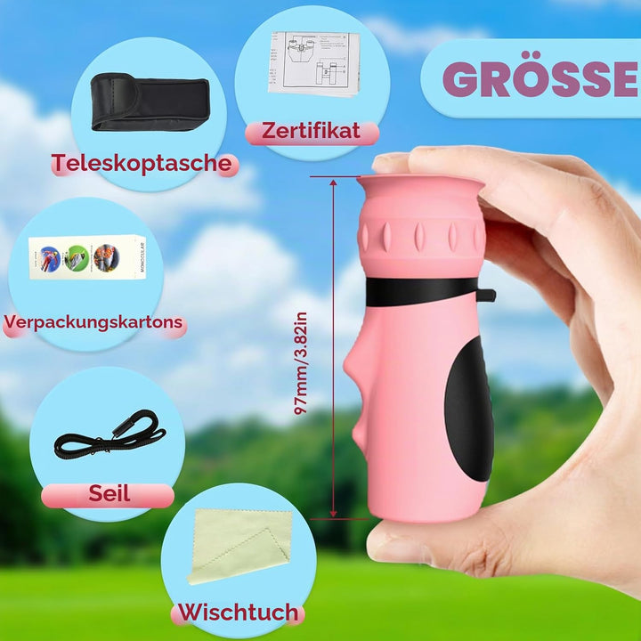 Raisand Rosa Fernrohr Kinder, Tragbares Monokulares Binoculars Mit Klarer Sicht, Fernglas Mit 8–12-F