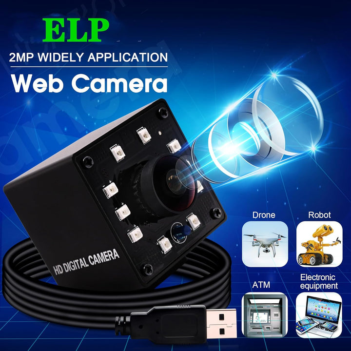 ELP USB Kamera 1080P Weitwinkel 170Grad Fisheye Webcam Full HD Nachtsicht Infrarot PC 100fps/60fps V