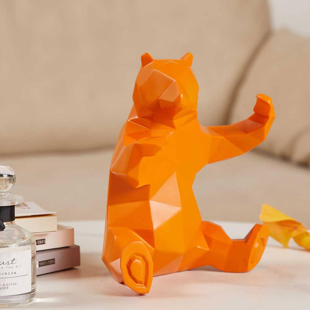 NENBOLEC Modern Skulptur Dekor Bär Statue Wohnzimmer Kunst Arts Polyresin Gelb Geschenk 23cm, Gelb