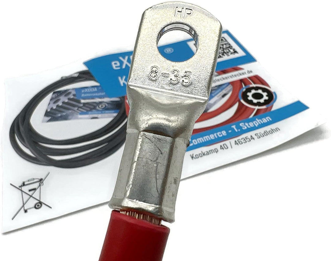 Exoda Batteriekabel 35 mm² 20cm M8 Rot flexibel 99 Prozent Kupfer Auto Boot Motorrad optimale Stromü