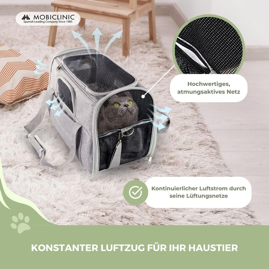 Mobiclinic® Pets, Hundebox, Bronco, Faltbar, Trolley-Gurt, Belüftung, Multi-Access, Verstellbar, 48x