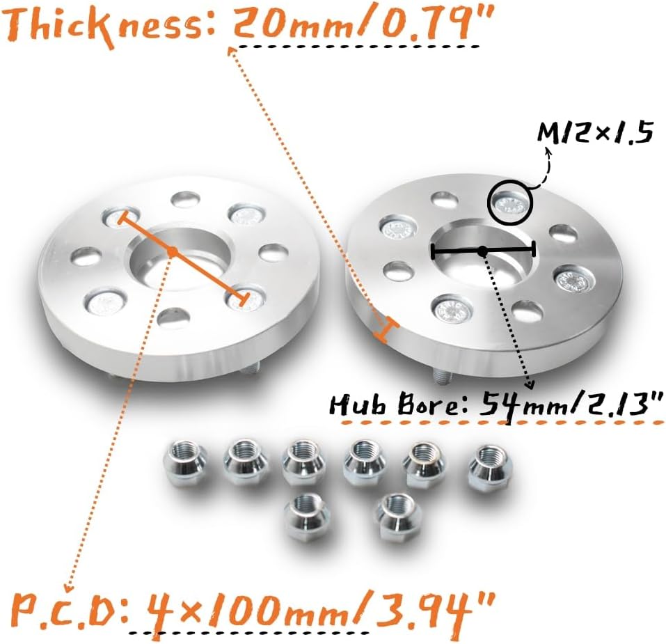 JINGLING Spurverbreiterungen PCD 4 x 100 Nabenbohrung 54 mm für Alto Swift Alivio Every Spacia Celer
