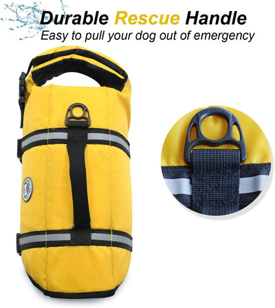 VIVAGLORY Ripstop Hunde Rettungsweste für Kleine Mittel Grosse Hunde Bootfahren, Hund Schwimmweste m