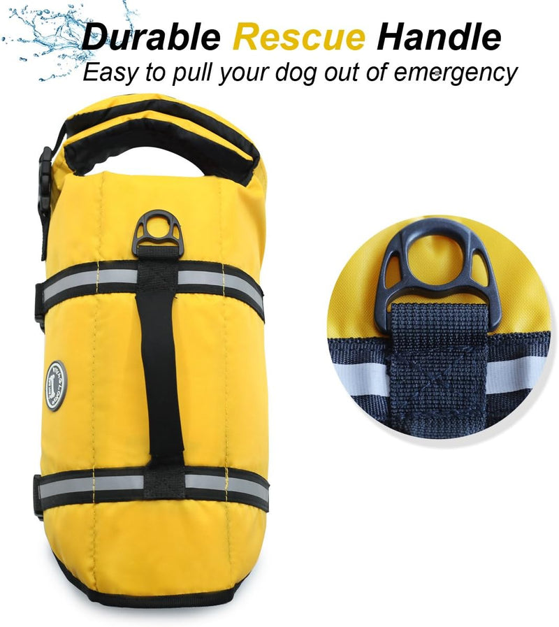 VIVAGLORY Ripstop Hunde Rettungsweste für Kleine Mittel Grosse Hunde Bootfahren, Hund Schwimmweste m