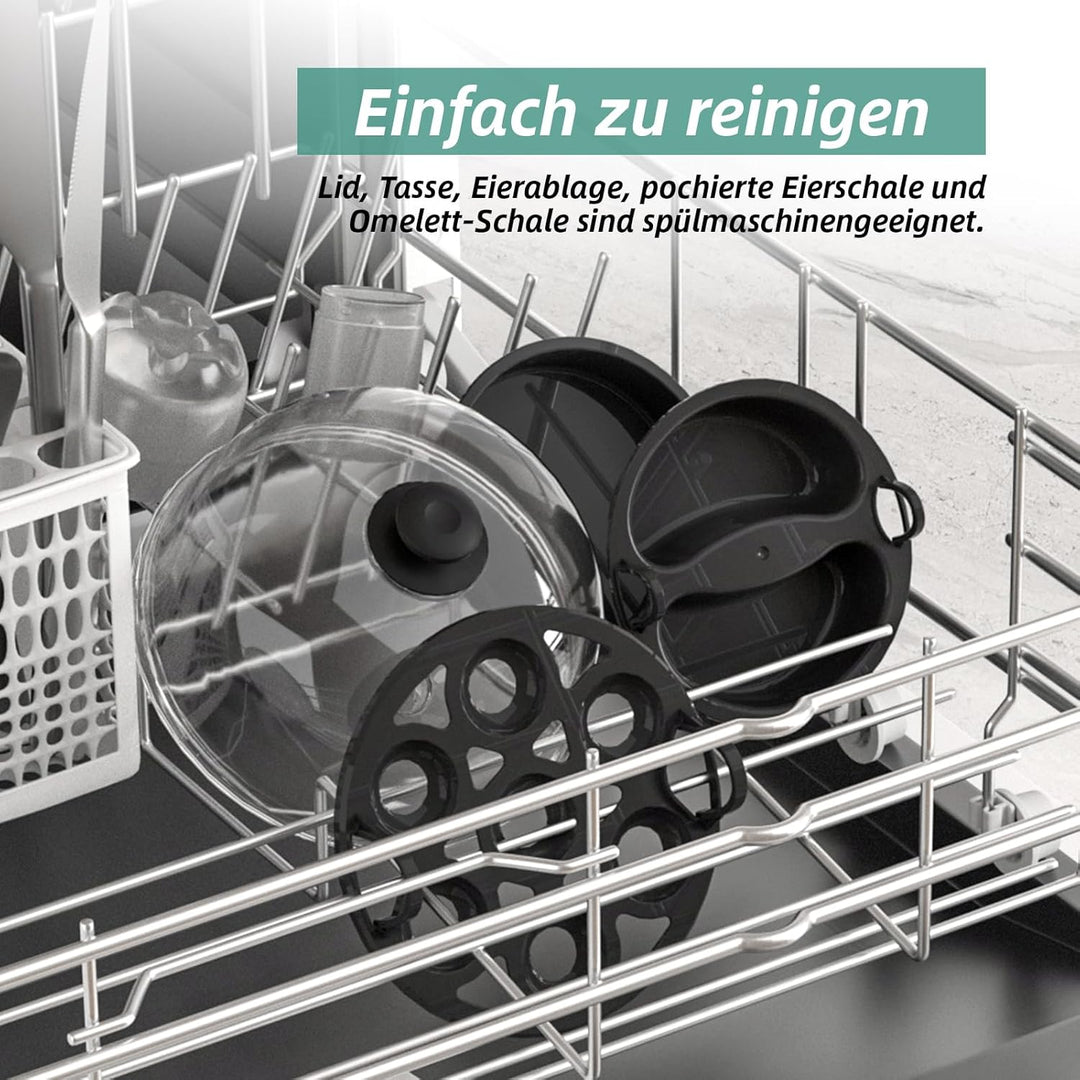 YASHE Eierkocher, 360W Kompakter Egg Cooker Multifunktional, 7 Eier leicht zu Pellen, Weich, Mittel,