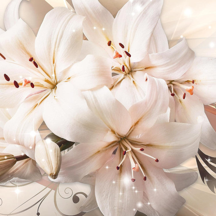 Runa Art Bild Wohnzimmer Schlafzimmer Blumen Lilien 5 Teilig Abstrakt Beige Braun Wandbilder auf Vli