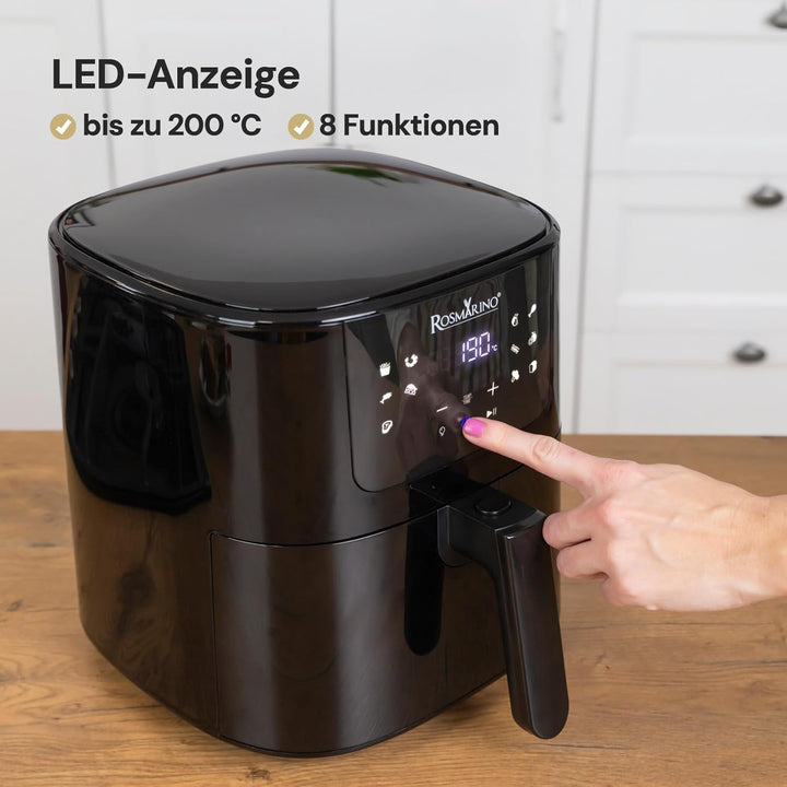 Rosmarino 5L Infinity Vision XL - Die ultimative Heissluftfritteuse Airfryer mit Fenster, LED-Anzeig
