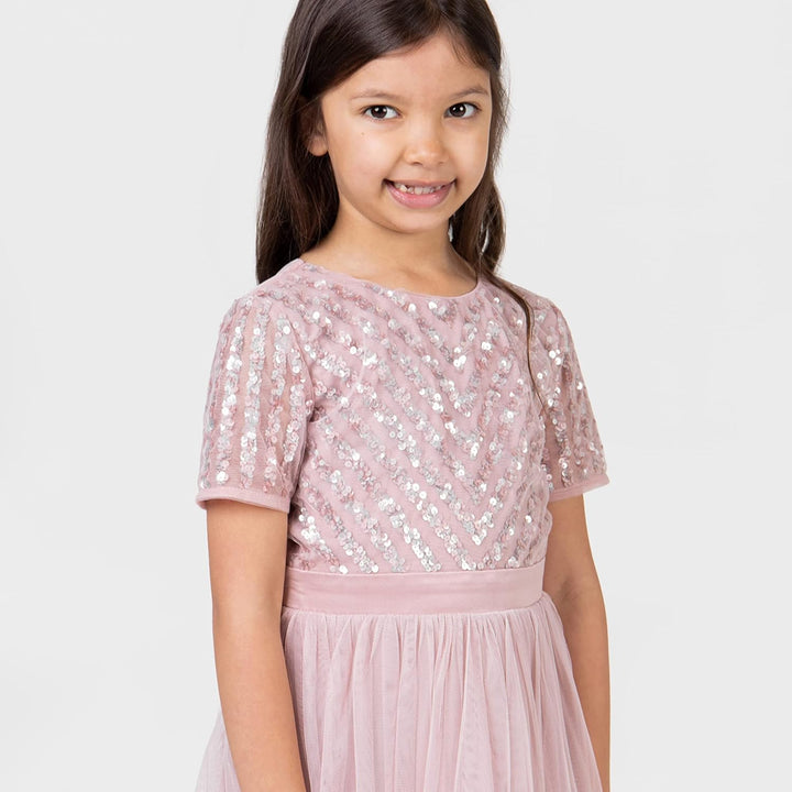 Maya Deluxe Mädchen Midi Girls for Wedding with Sequin Embellishment Short Sleeve Prom Birthday Part