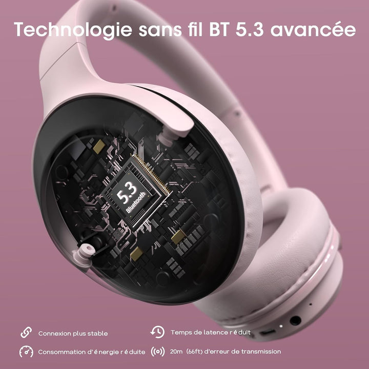 DOQAUS Bluetooth Kopfhörer Over Ear, 70 Stunden Spielzeit,Kopfhörer Kabellos Bluetooth mit 3 EQ-Modi