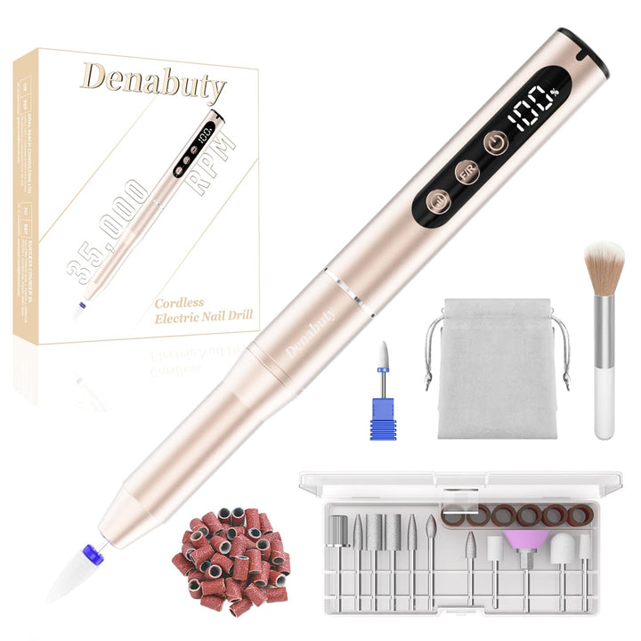 Nagelfräser Kabellos 35000 U/Min, Elektrische Nagelfeile 12 in 1 Fräser Nägel Professionell Nail Dri