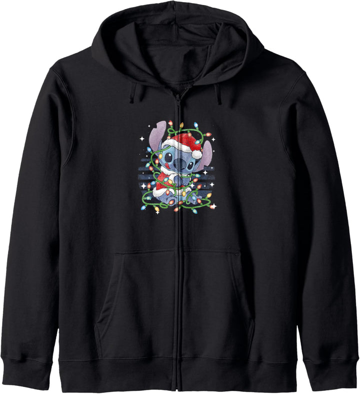 Disney Lilo & Stitch Weihnachten Tangled Lights Portrait Kapuzenjacke
