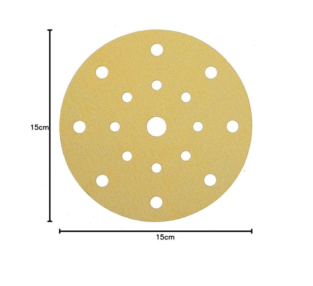 Mirka Gold Universal-Schleifpapier Ø 150mm Klett 17-Loch / Korn P220, 100 Stk / Zum Schleifen von Gi