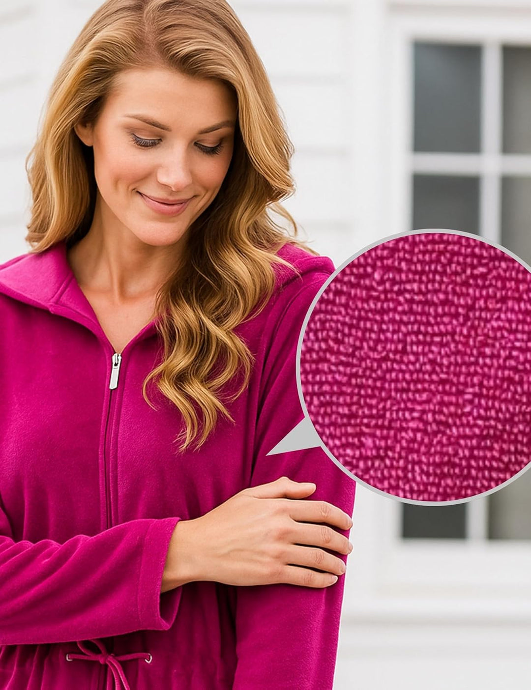 Morgenstern Bademantel Damen Reissverschluss Kapuze Frottee Leicht Kurz Emily S Beere, S Beere