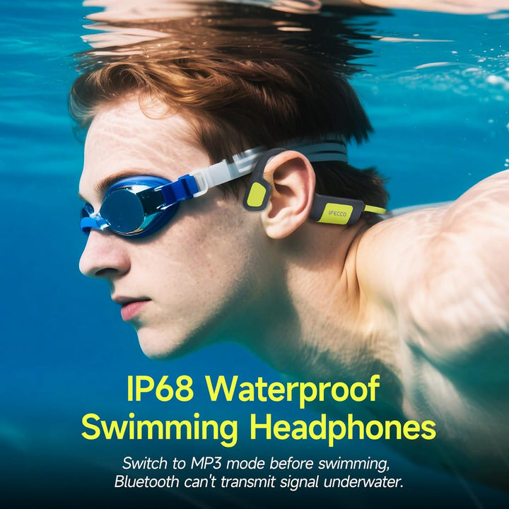 IFECCO Kopfhörer Schwimmen, Knochenschall Kopfhörer Bluetooth 5.4, IP68 wasserdichte Open Ear Kopfhö