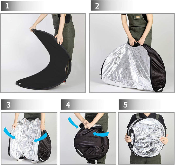 Selens 5-in-1 120x180cm Oval Reflektor Tragbarer Faltbarer für Fotografie Fotostudio Beleuchtung und