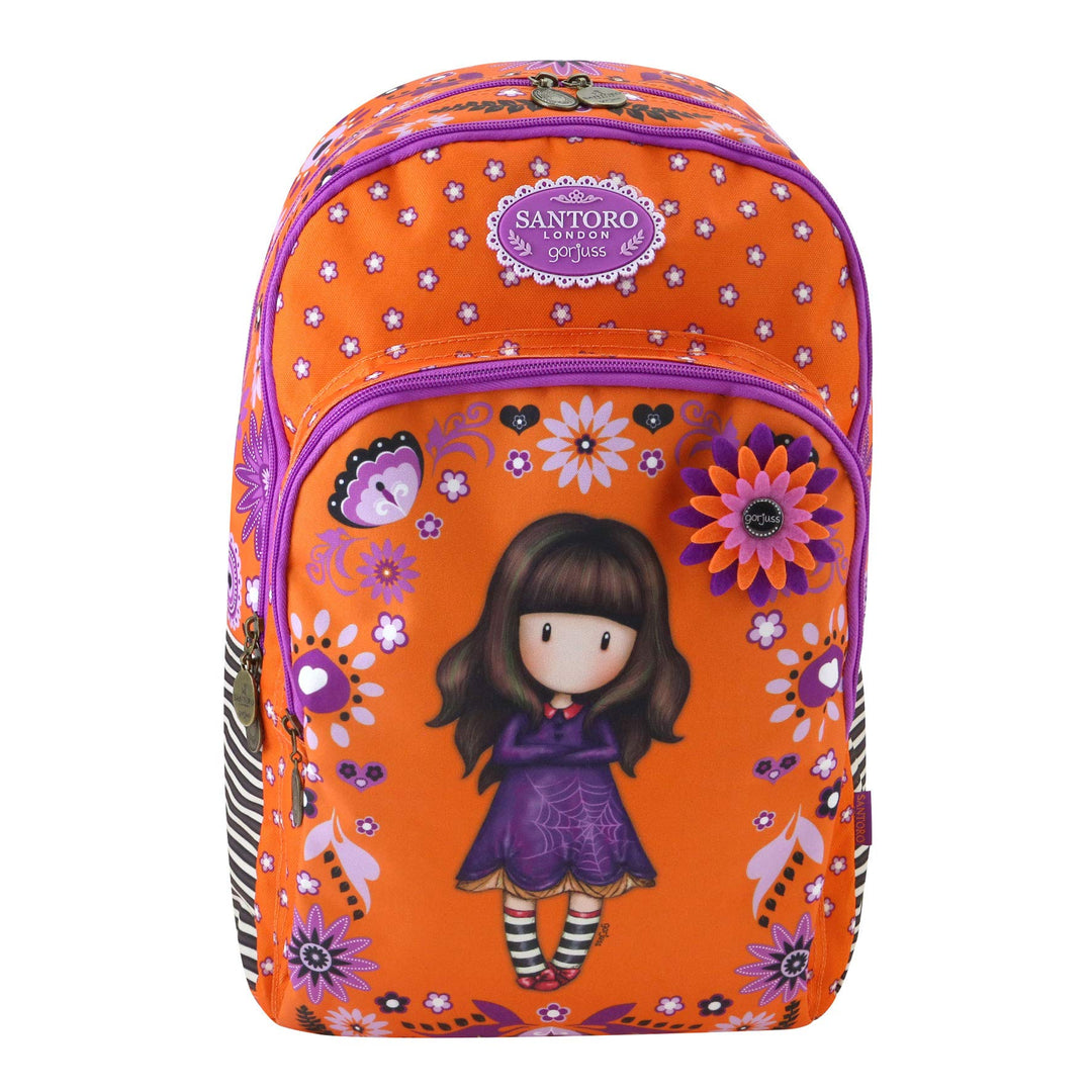 Gorjuss Fiesta Triple Pocket Backpack Rucksack - Cobwebs