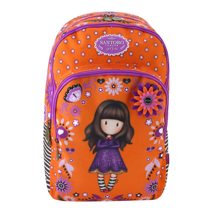 Gorjuss Fiesta Triple Pocket Backpack Rucksack - Cobwebs