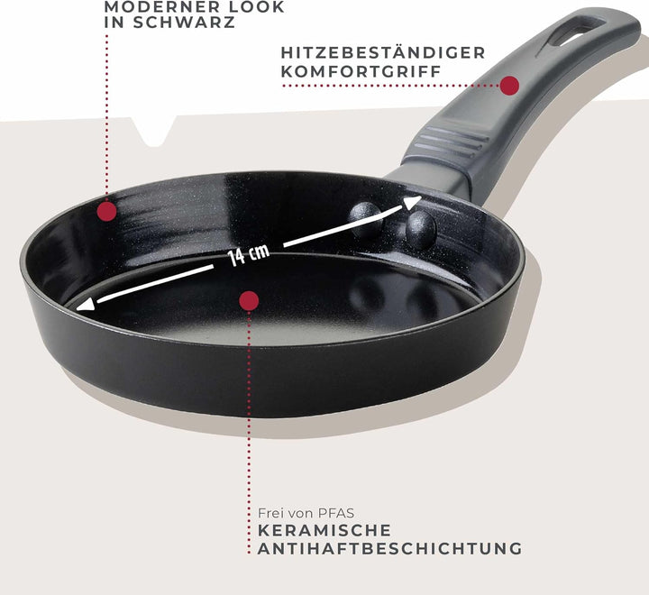 FACKELMANN Statement Pfannen-Set, 4-teilig, 14/20/24/28cm, aus recyceltem Aluminium mit Keramik-Anti