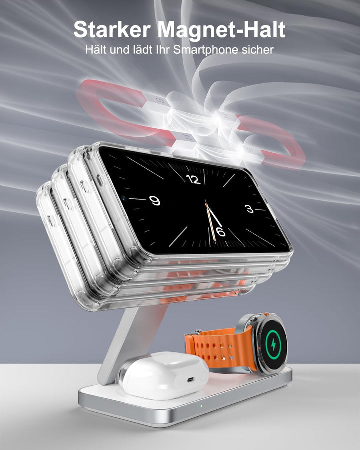 3-in-1 Ladestation für Samsung, Faltbar Kabelloser Ladegerät für Galaxy S26/S25/S24/S23/Z Fold/Flip
